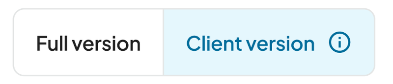 The Full version and Client version toggle on a CoVet dental chart