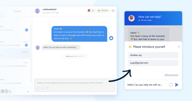 Utilizza il modulo di contatto per rispondere anche se il cliente è andato via