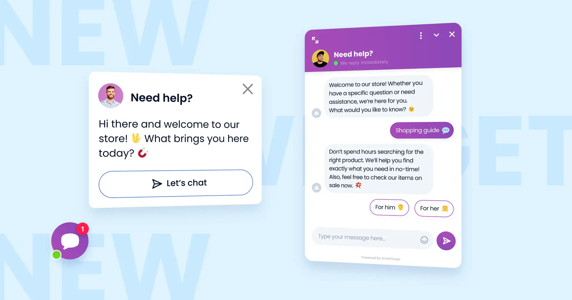 A new Smartsupp chat box