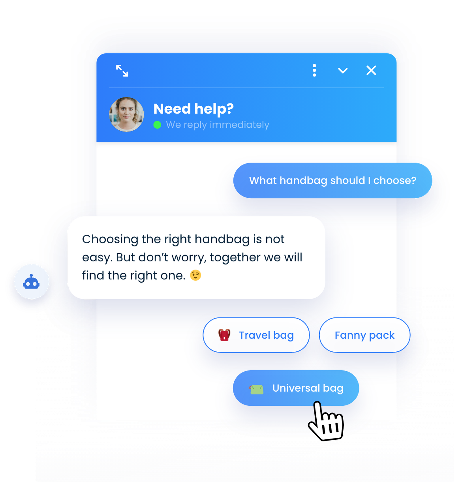 Smartsupp chatbot helping visitors to find the products they are looking for.