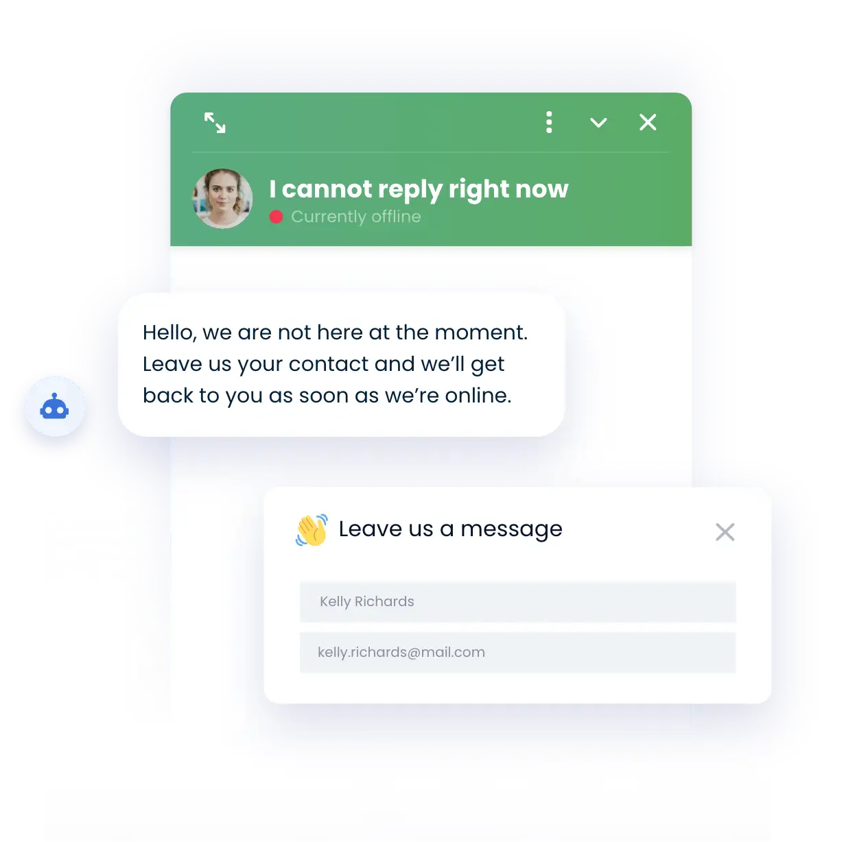 Smartsupp chatbot collecting visitor contact details to generate leads.