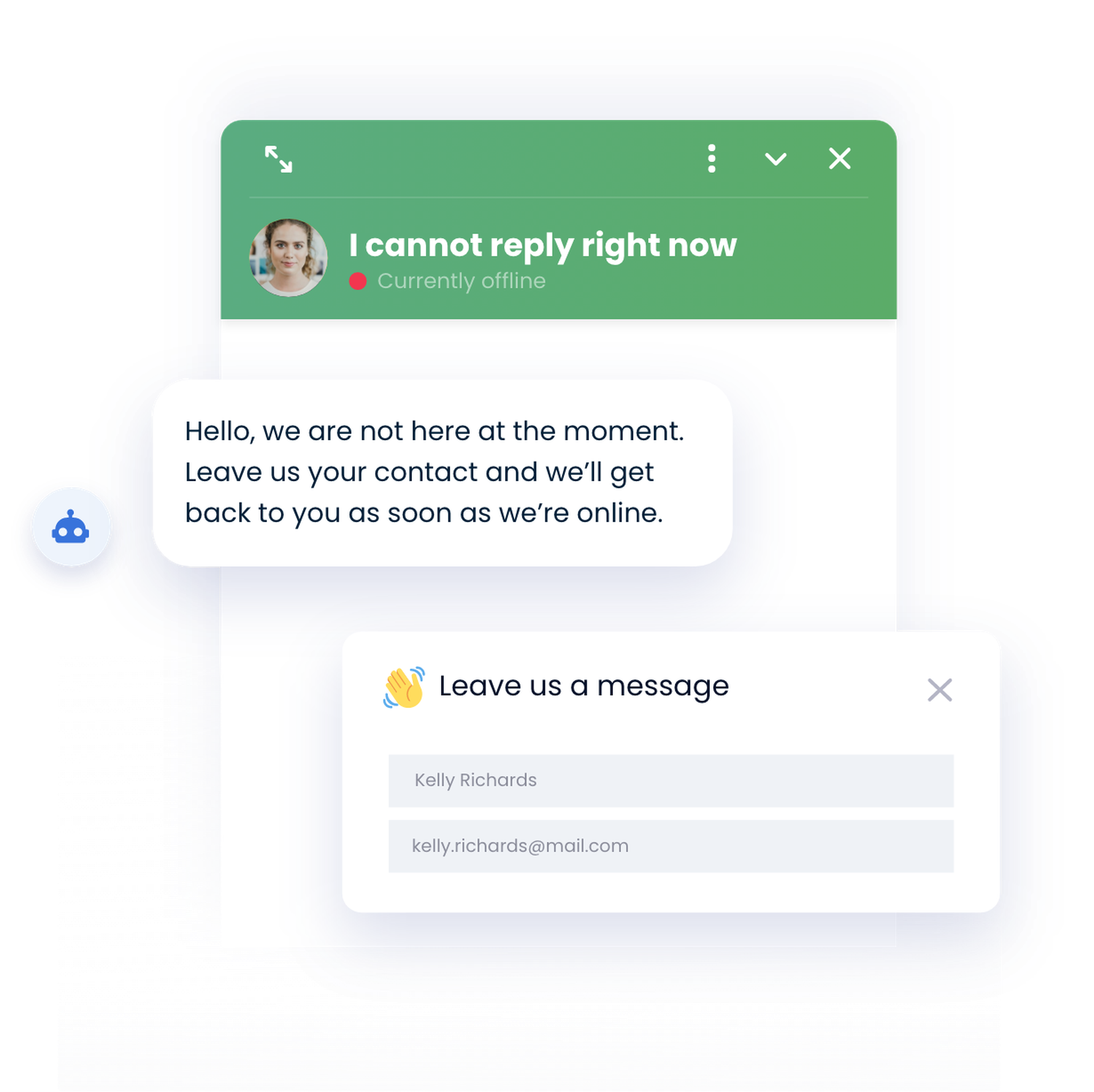 Smartsupp chatbot collecting visitor contact details to generate leads.