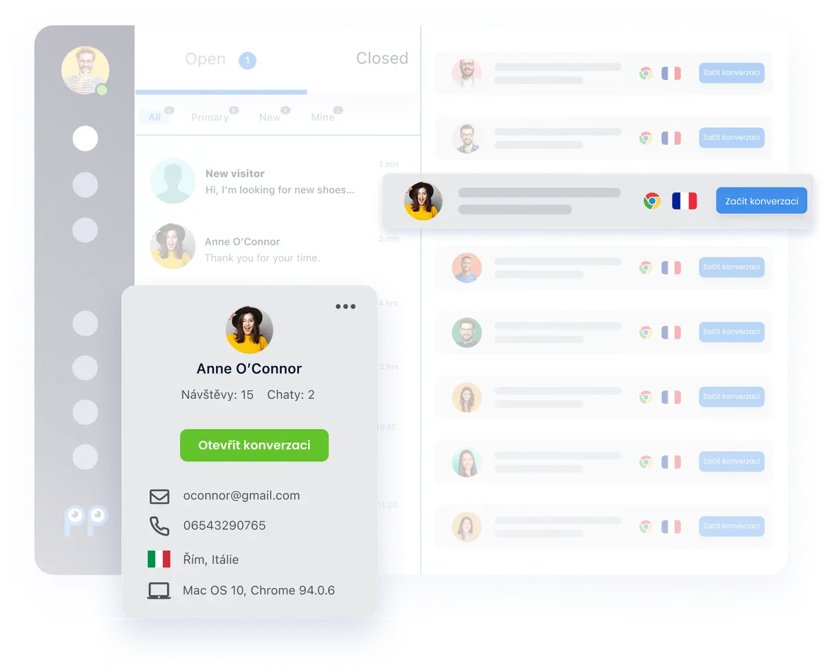 Smartsupp dashboard with extended detailed information about visitors thanks to our plugins