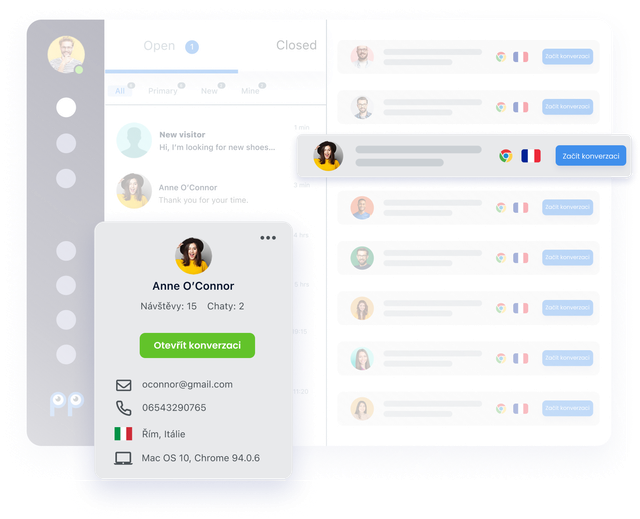 Smartsupp dashboard with extended detailed information about visitors thanks to our plugins