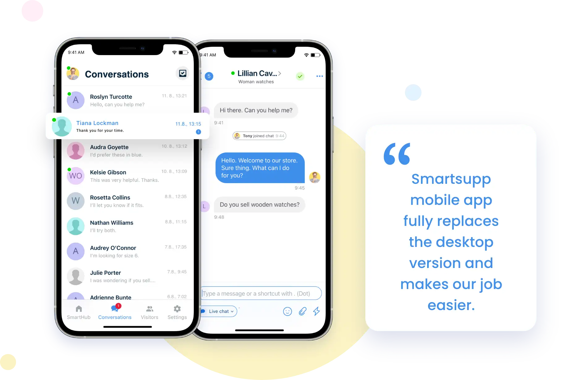 Díky mobilní aplikaci Smartsupp mohou být pracovníci Unuo design nápomocní svým zákazníkům kdykoliv a kdekoliv