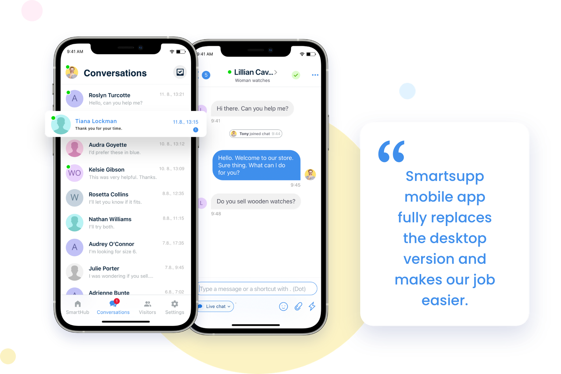 Díky mobilní aplikaci Smartsupp mohou být pracovníci Unuo design nápomocní svým zákazníkům kdykoliv a kdekoliv