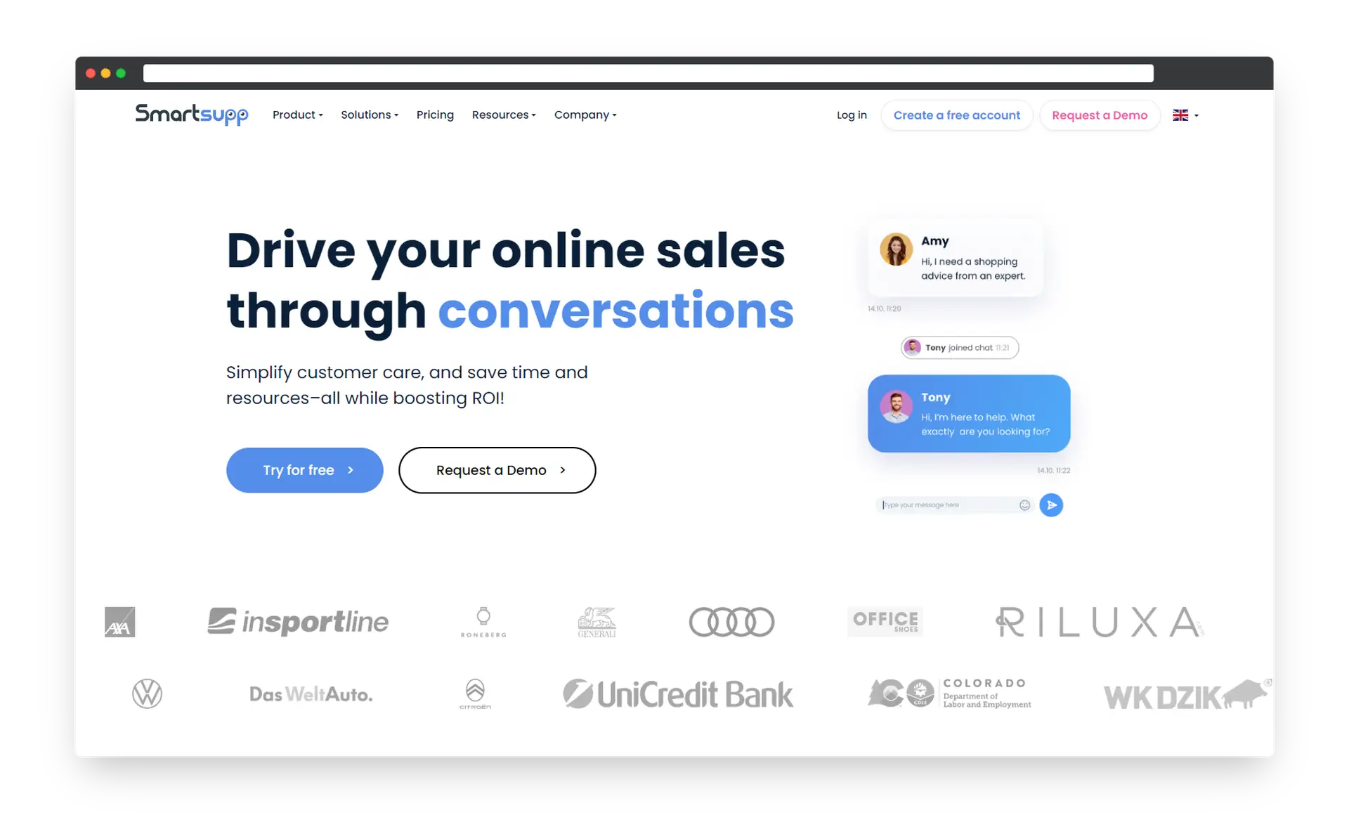 Smartsupp landing page