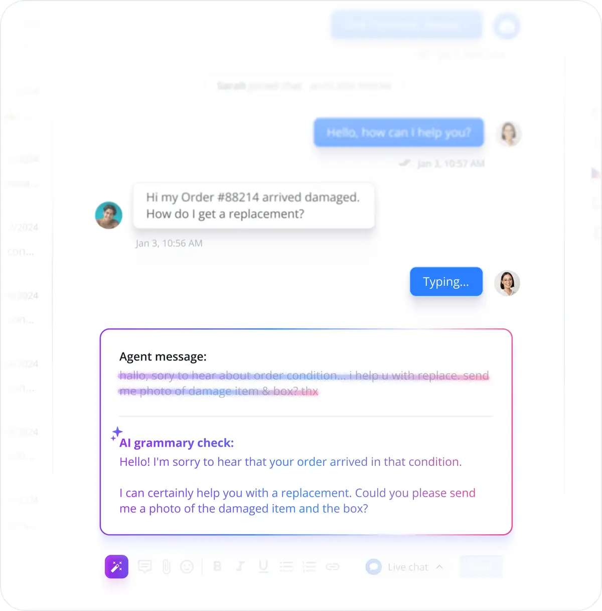 AI Reply Assistant - Grammar check