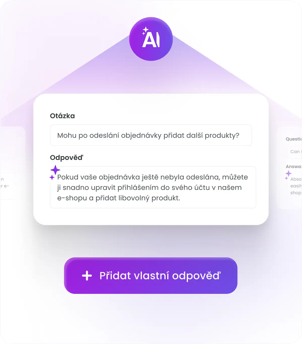 AI Nákupní asistentka - Vlastní otázky a odpovědi