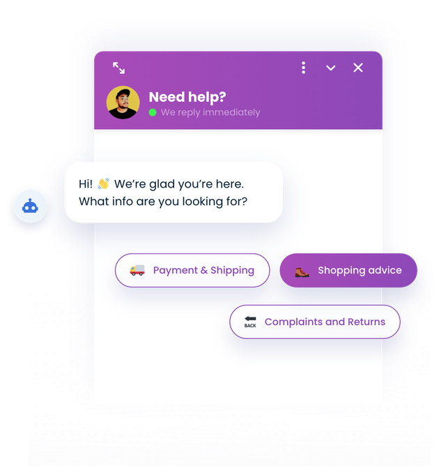 Smartsupp chatbot answering a question about order status