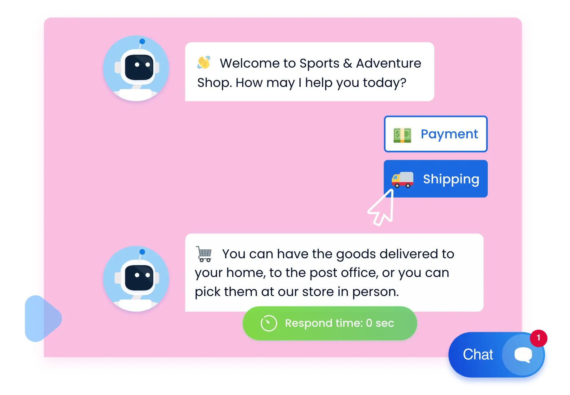 Simple chatbot responding to user's action