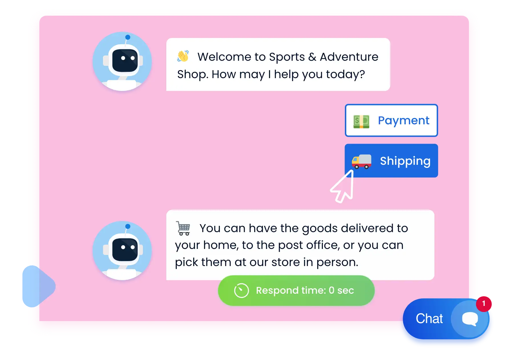 Simple chatbot responding to user's action