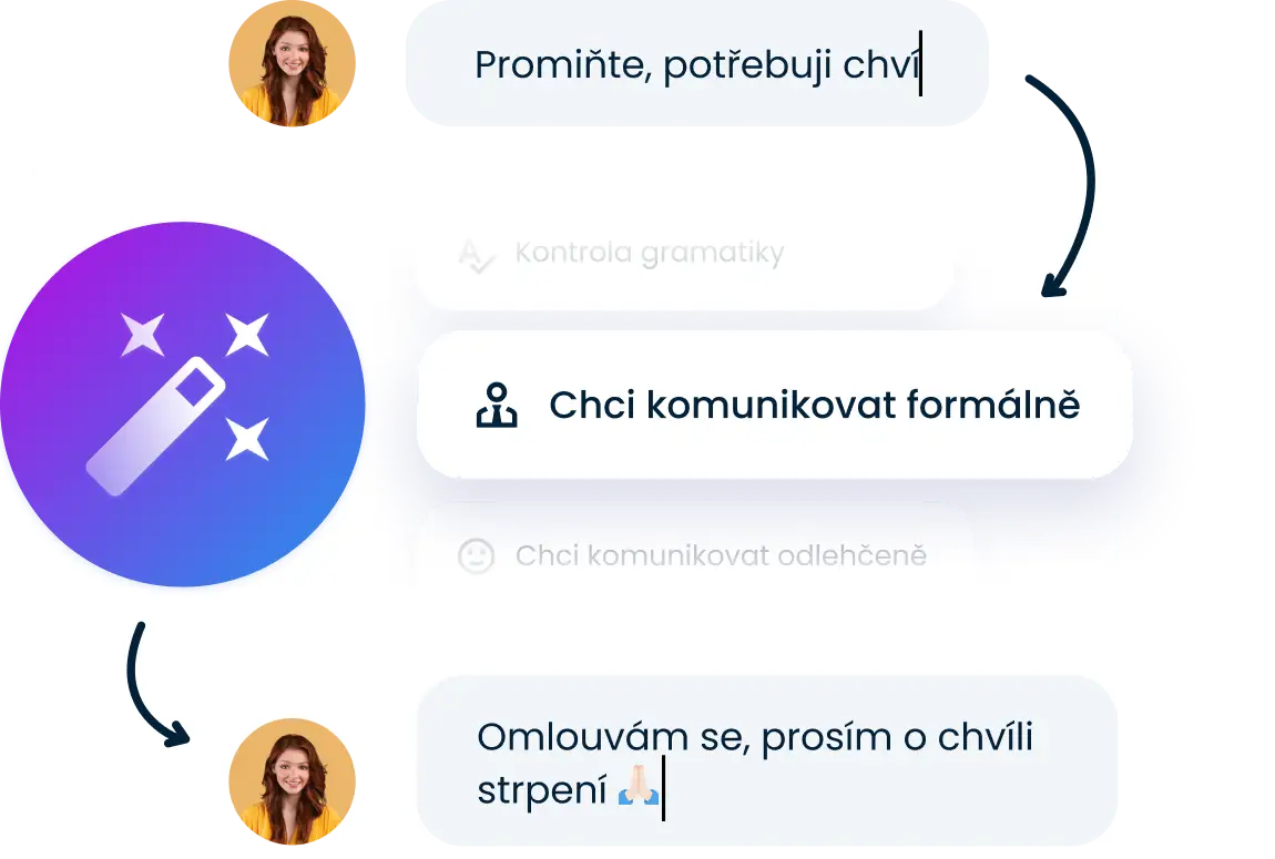AI Chat Asistent vám pomůže, aby byla vaše odpověď vždy jasná a srozumitelná.