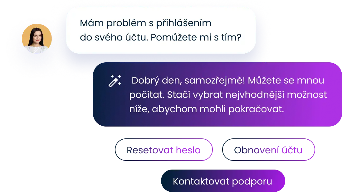 Snižte náklady pomocí AI chatbota použitím automatizovaných odpovědí.