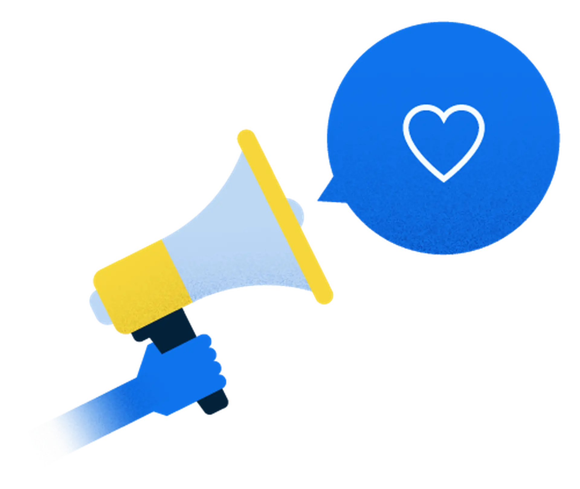 Megaphone with a heart bubble