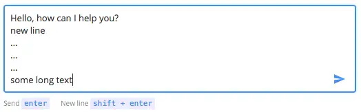 Smartsupp message compose box showing multi-line text with Enter to send and Shift+Enter for new line hints