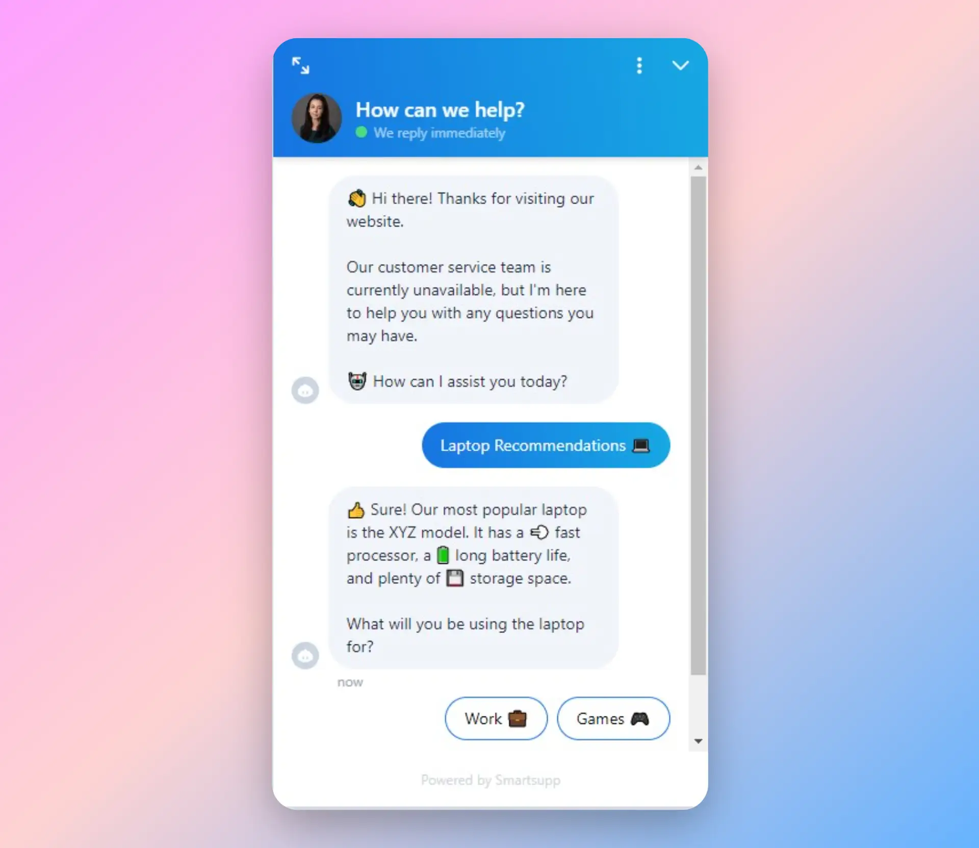 A chat conversation