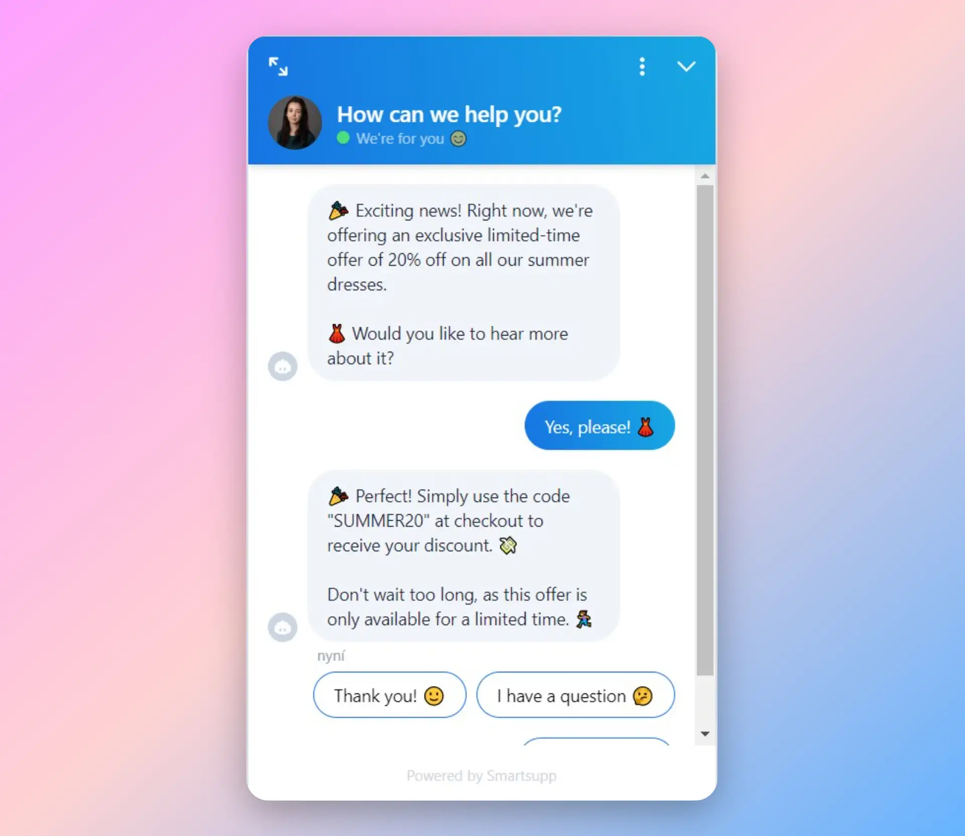 A chat conversation