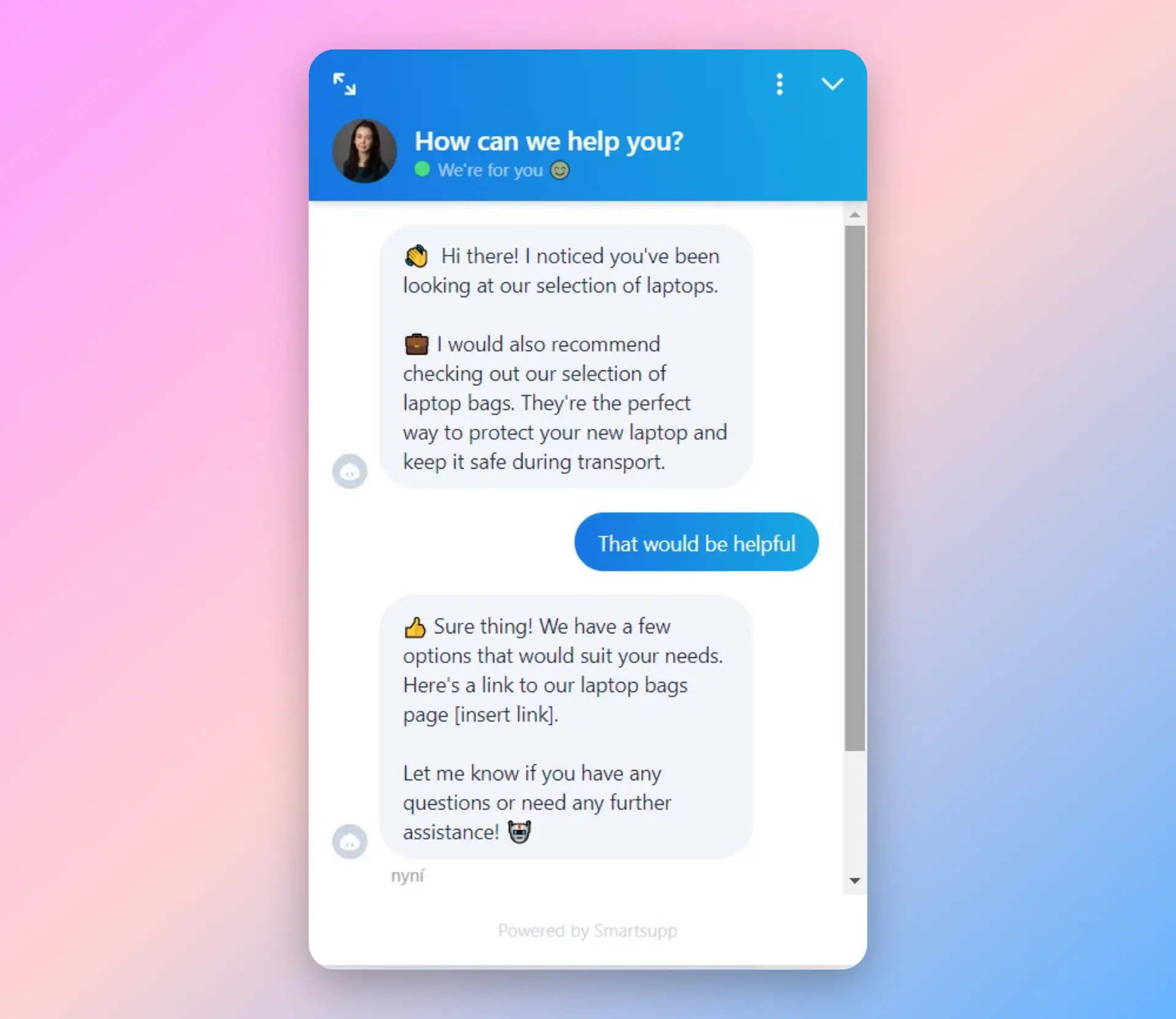 A chat conversation