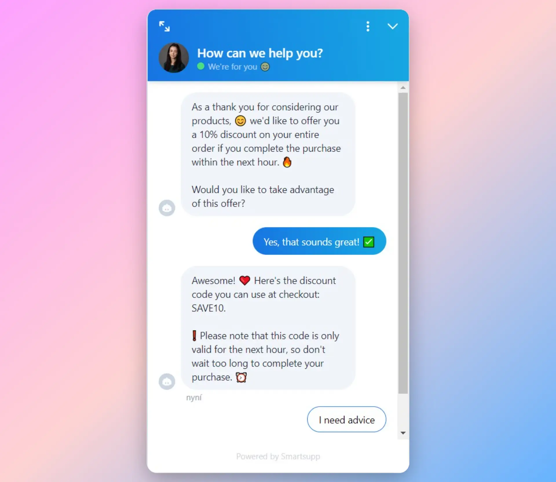A chat conversation