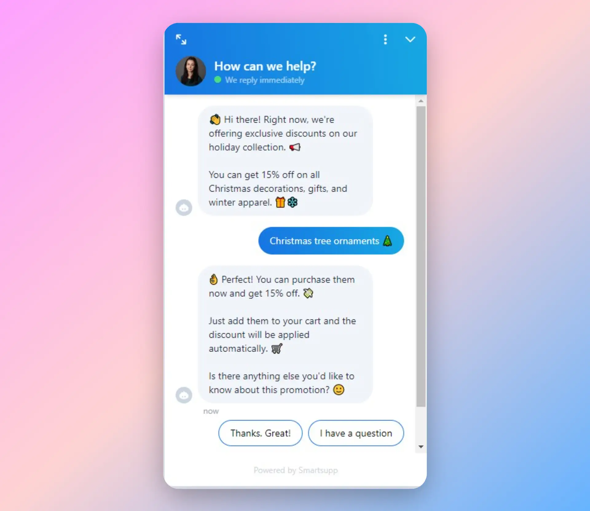 A chat conversation