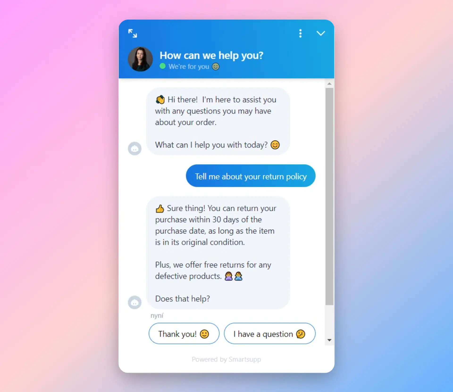 A chat conversation