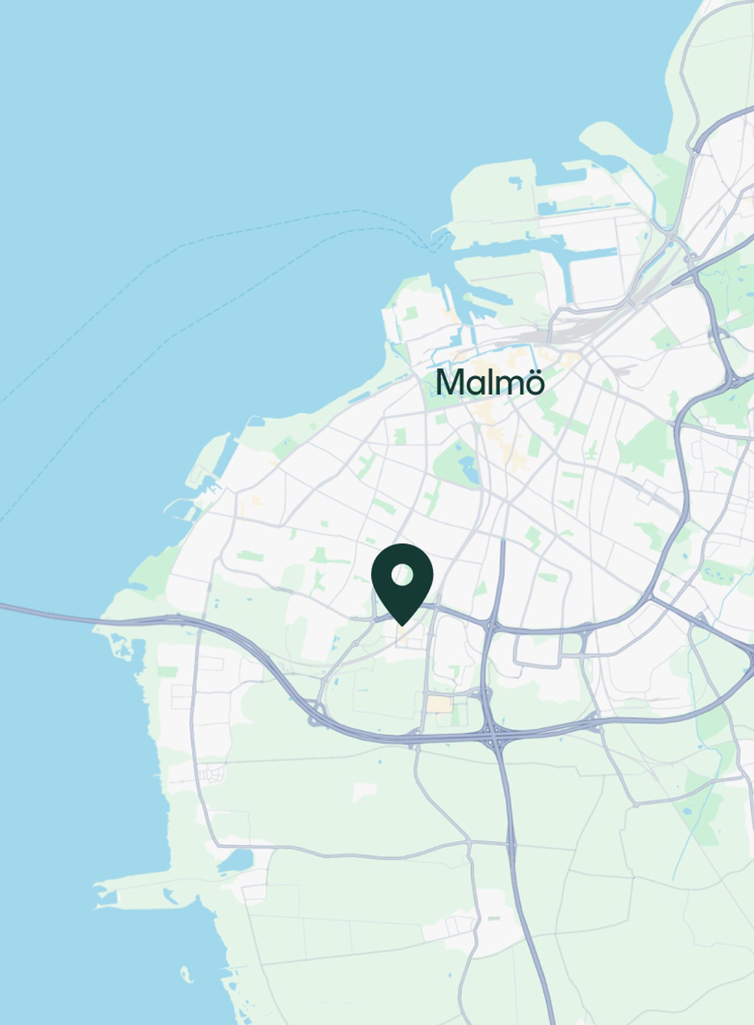 Karta över Malmö med markör för Regndroppen