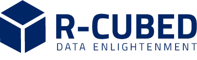 Logo featuring a blue 3D cube with the text "R-CUBED DATA ENLIGHTENMENT."