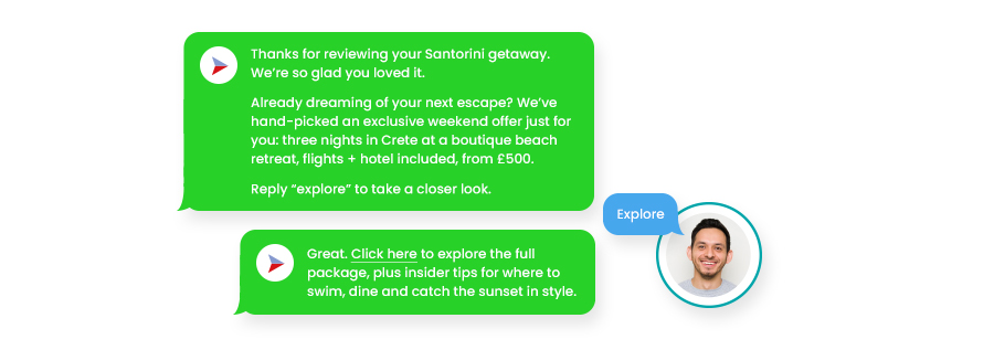 Travel app messages