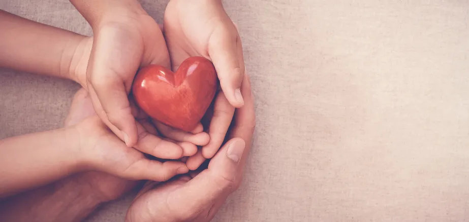 Heart in the hands of a family 