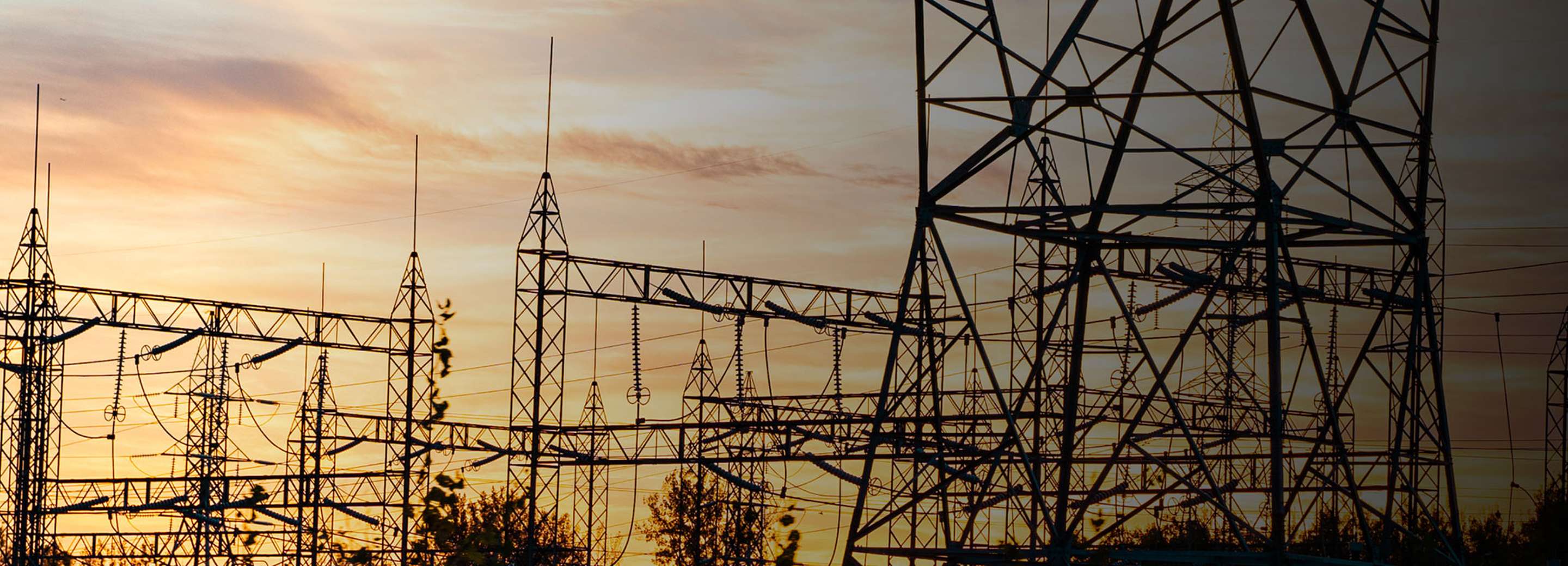 Pylons seen at sunset