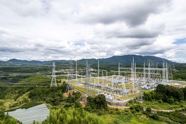 Large scale substation in green terrain