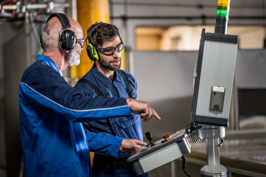 Workers at a data center