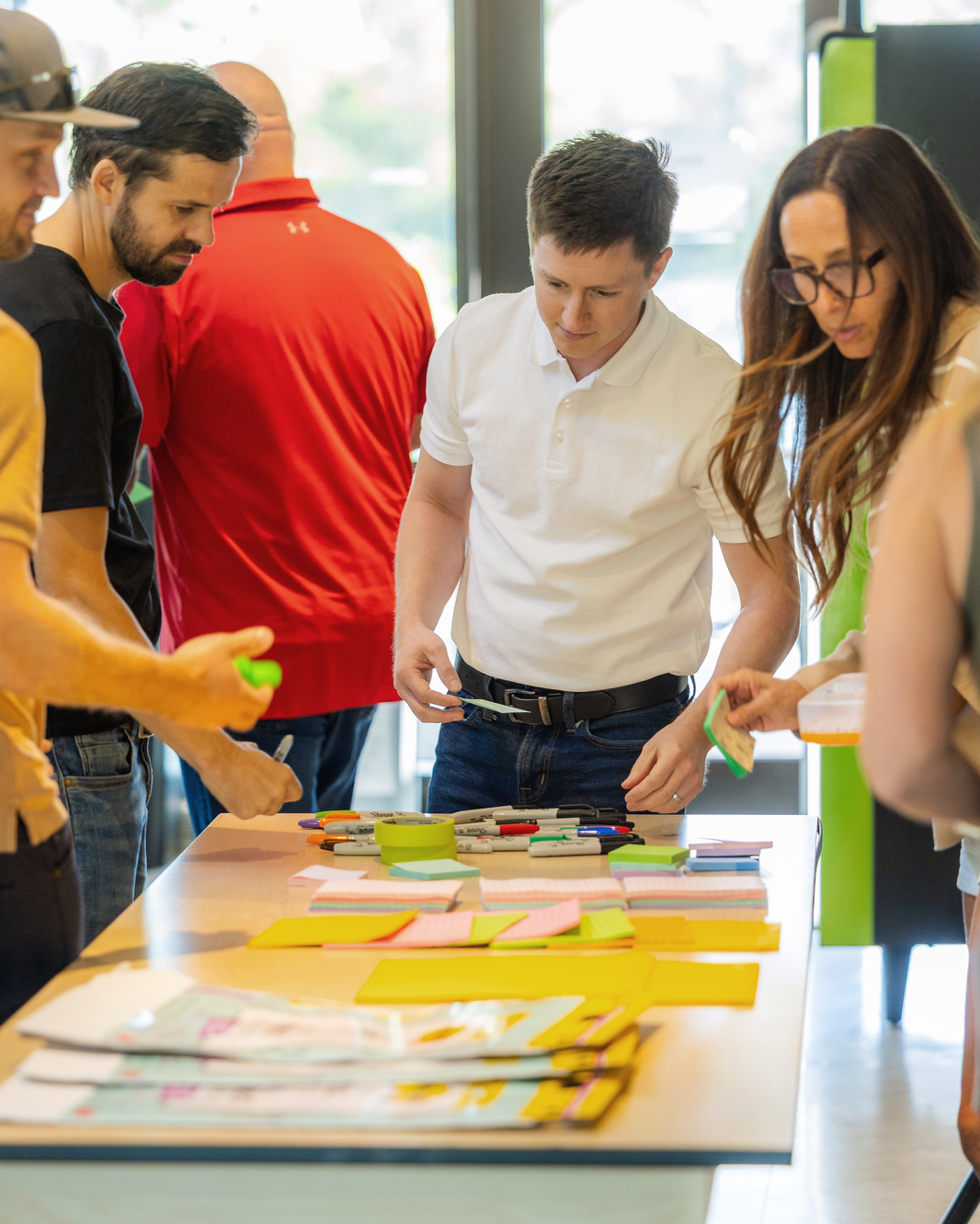Keel team members workshopping