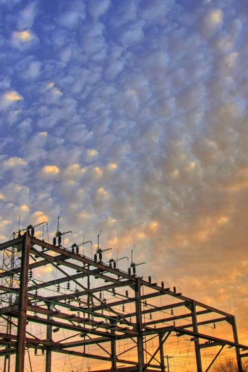 Substation on a sunset