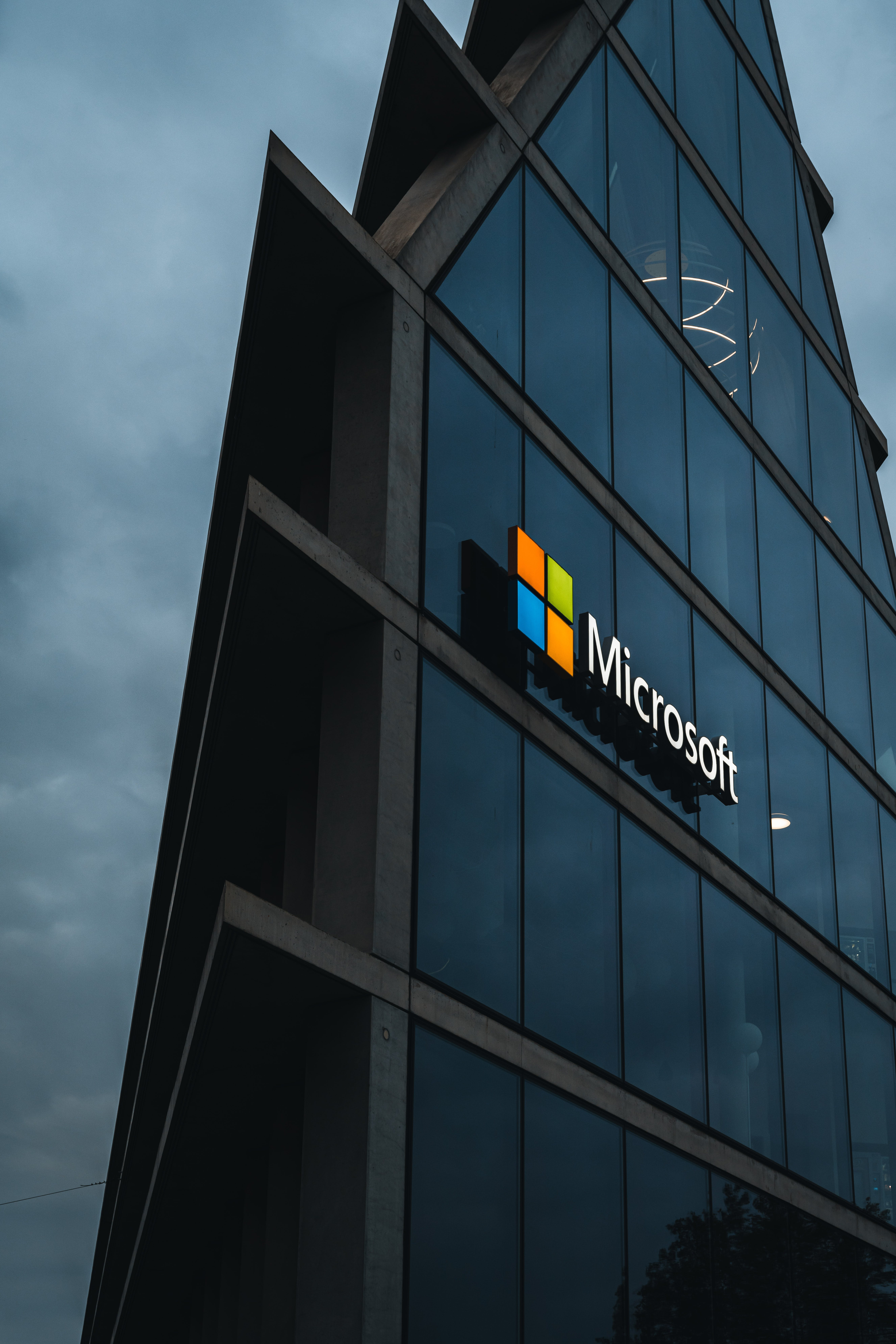 building with microsoft logo on it