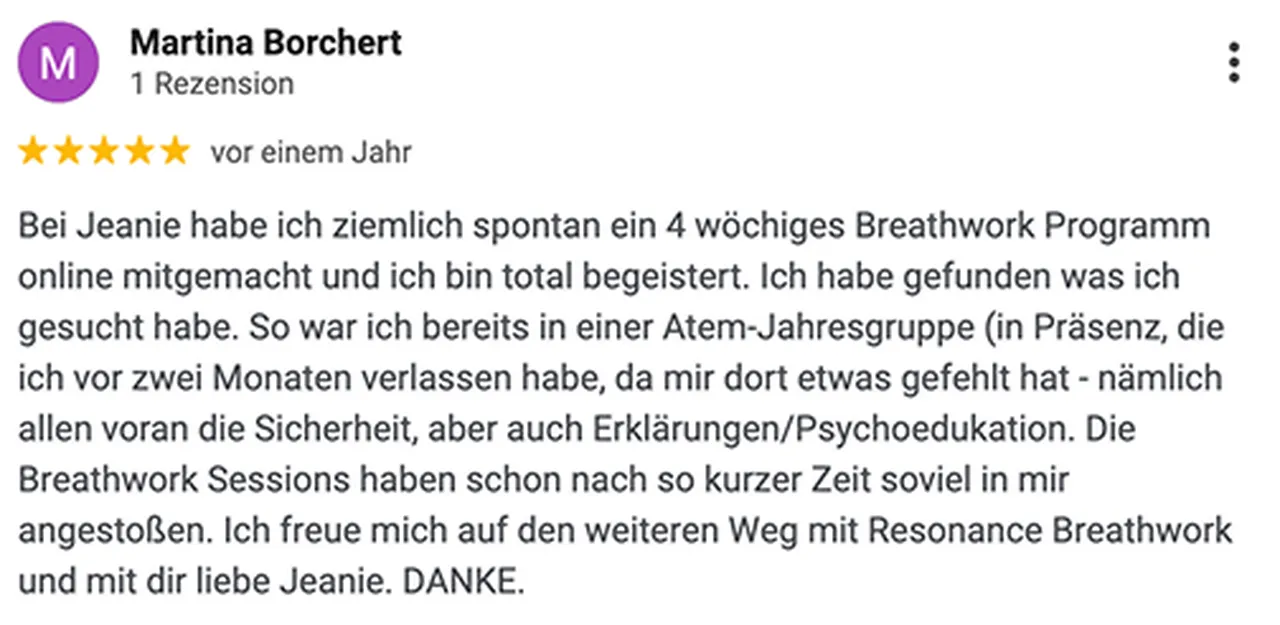 Nachricht einer Teilnehmerin