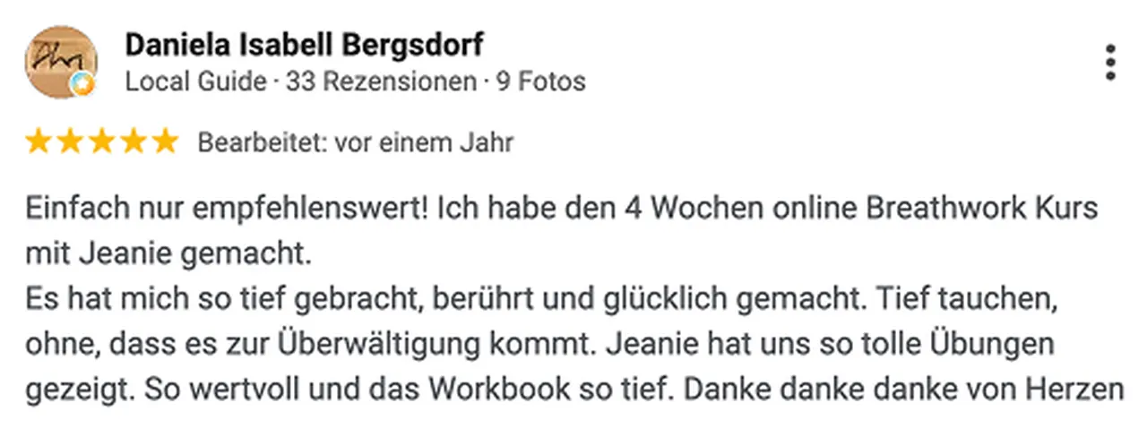 Nachricht einer Teilnehmerin