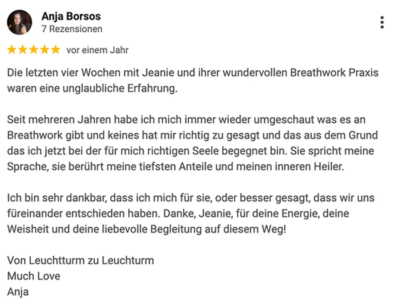 Nachricht einer Teilnehmerin