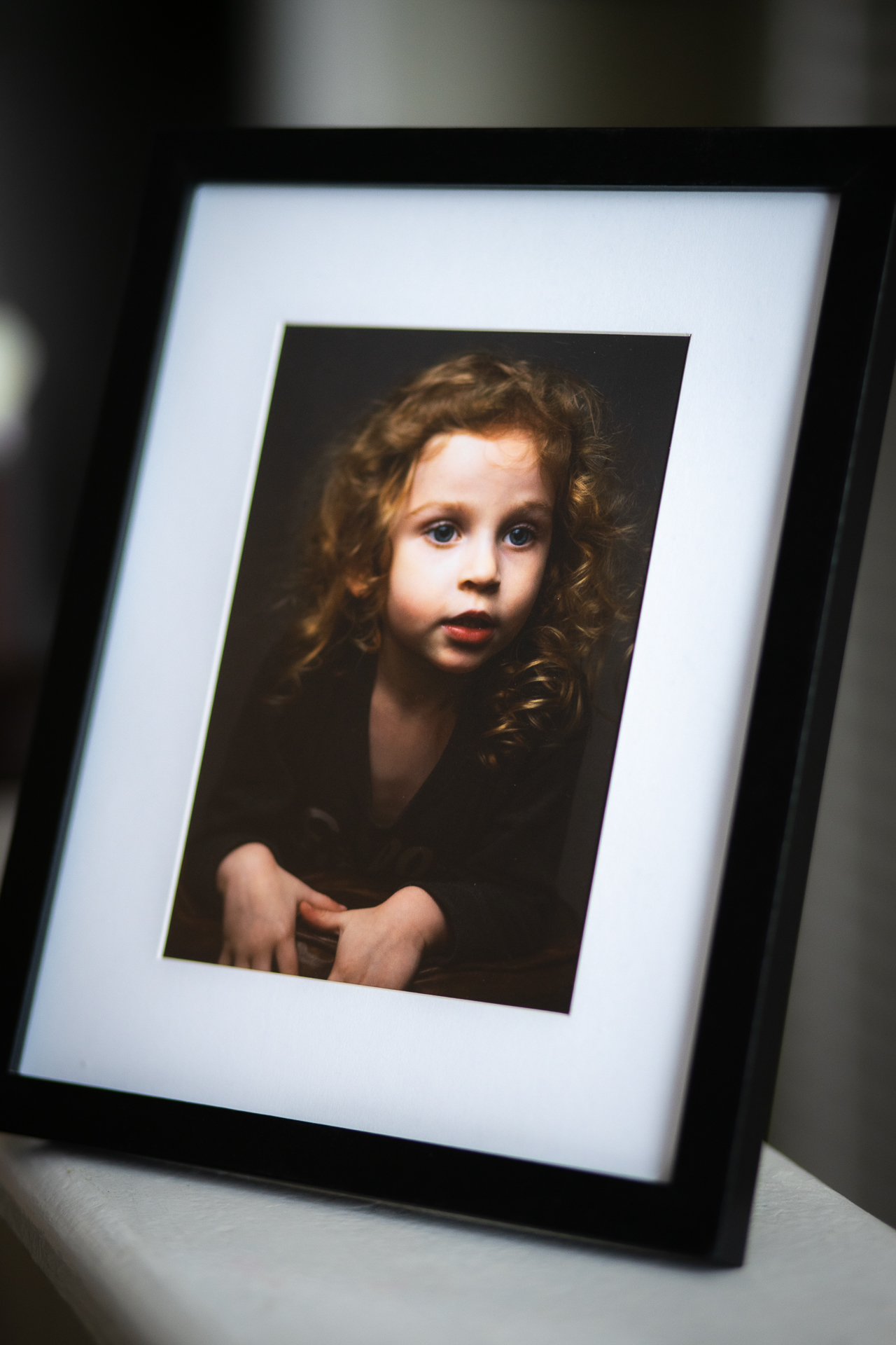 Close up of girls portrait on the shelf