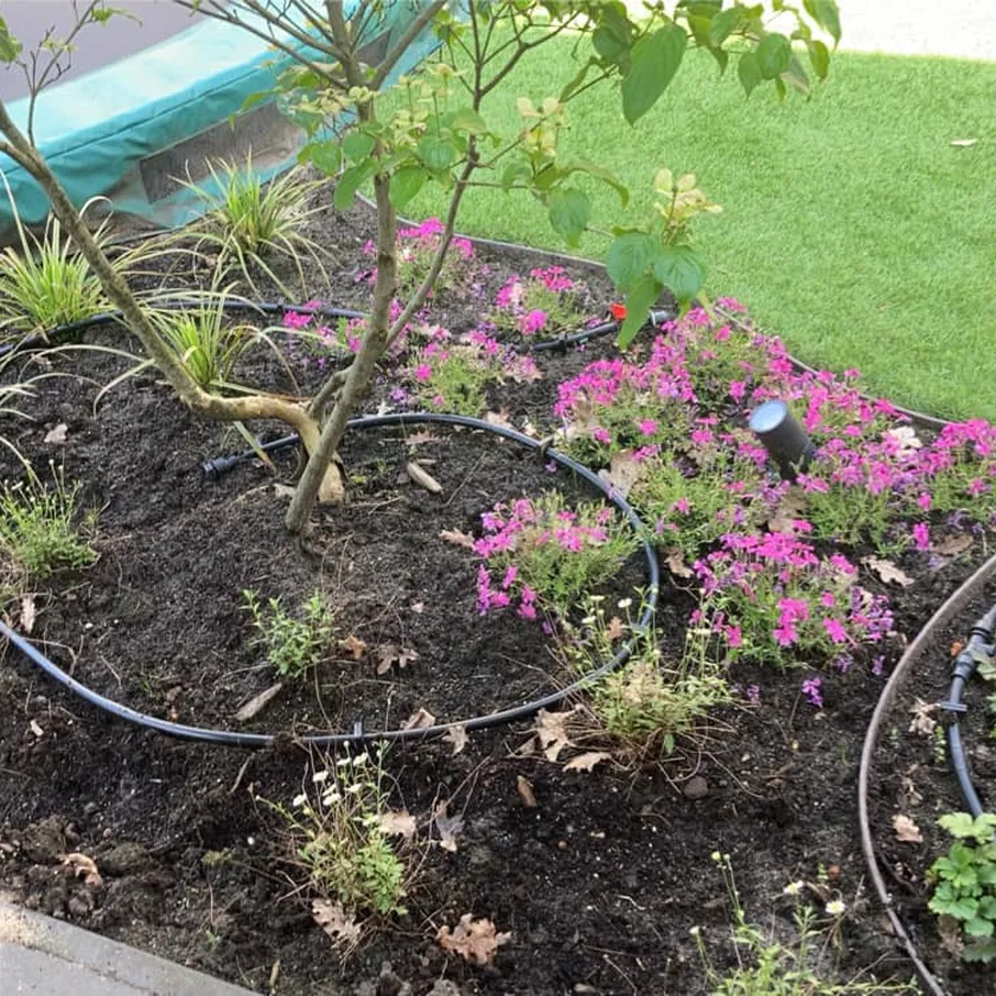 Bloemrijke achtertuin met verlichting in deurne 10