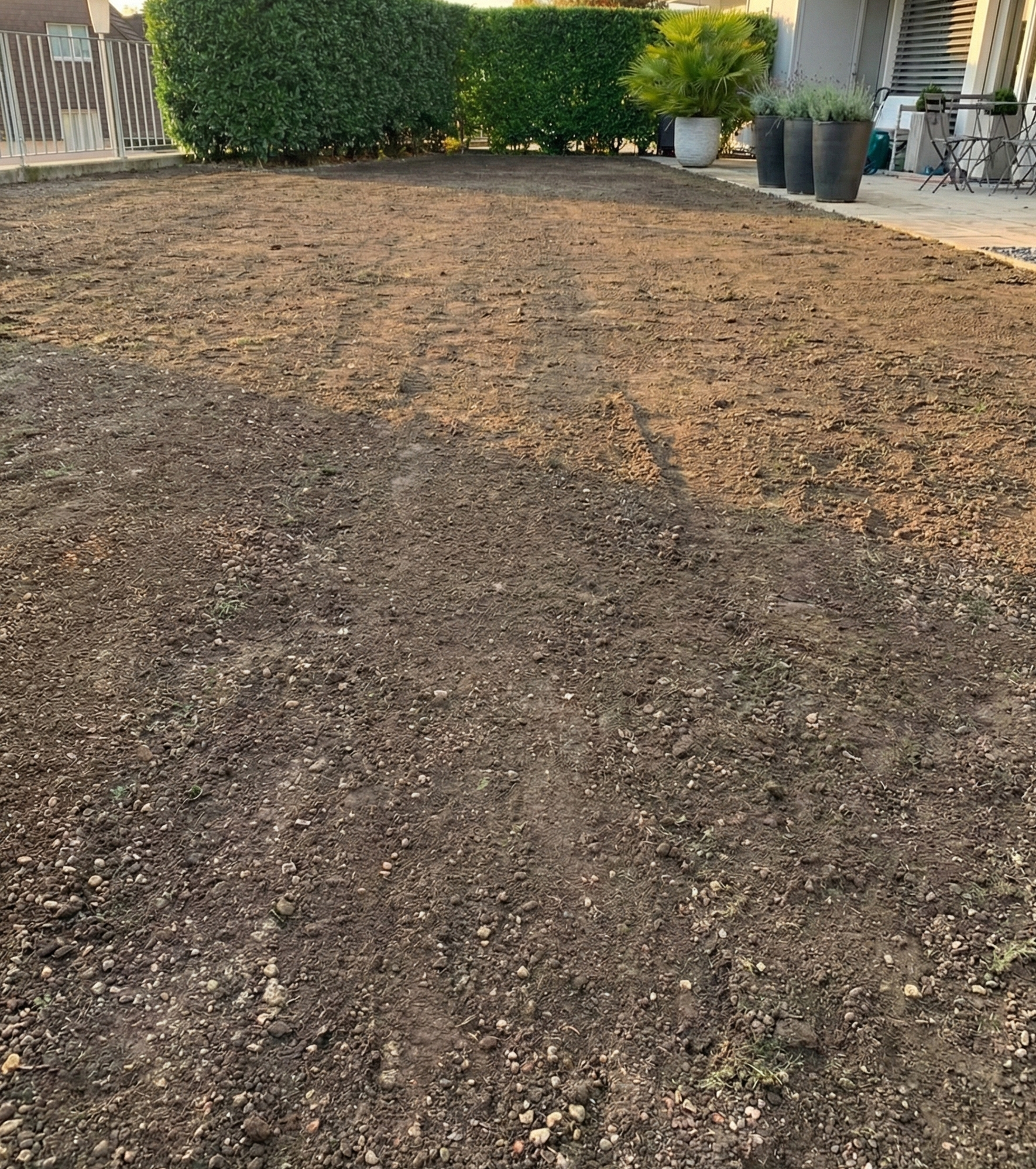 Garten vor dem Rollrasen