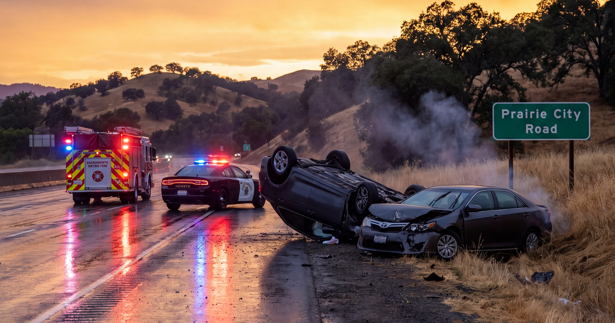 Fiery Two-Vehicle Crash on Highway 50 Near Folsom Injures Three, Including 5-Year-Old Girl