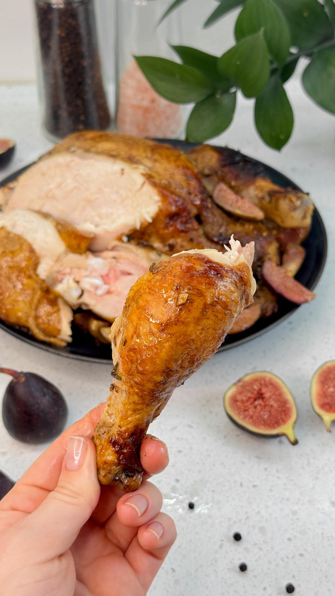 Gevulde kip met champignons, kastanjes en een kruidige balsamicosaus