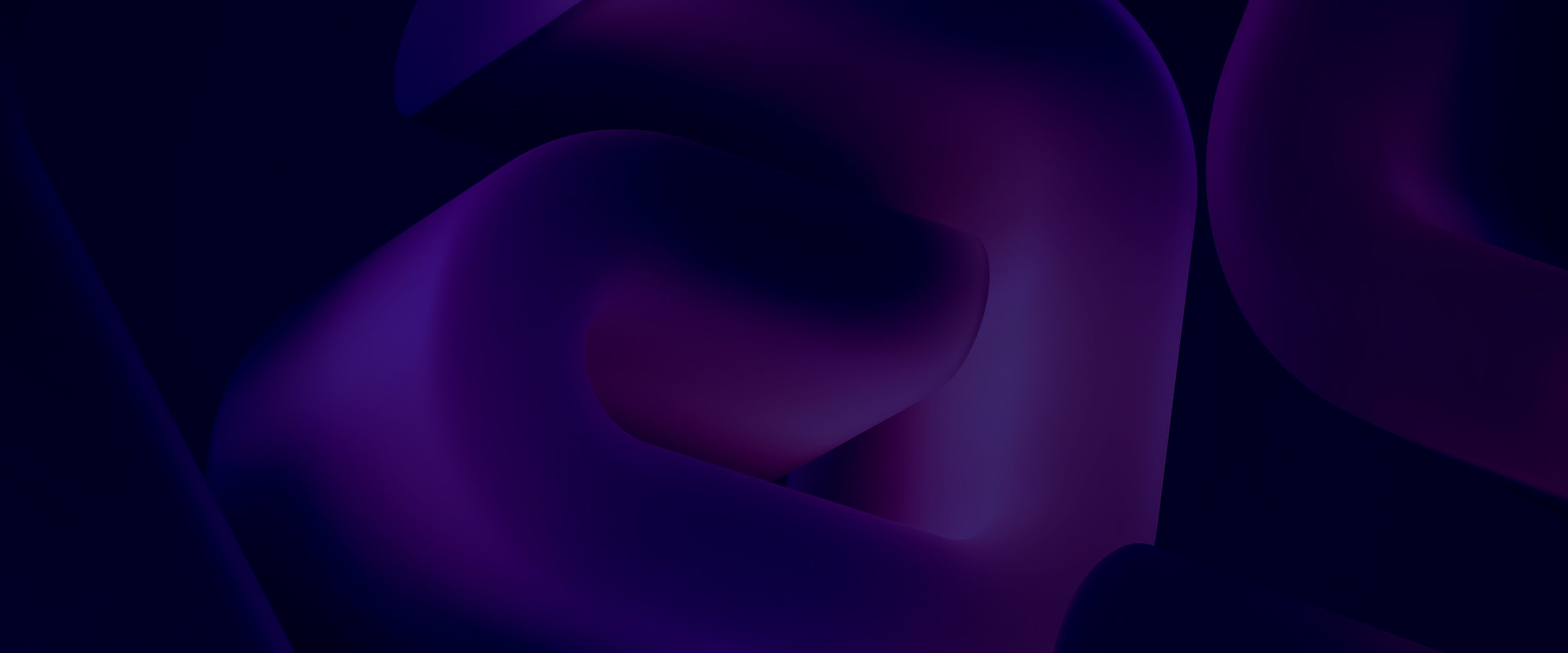 Abstract image featuring a smooth, curving form in dark purple and blue hues, creating a mysterious, atmospheric effect.