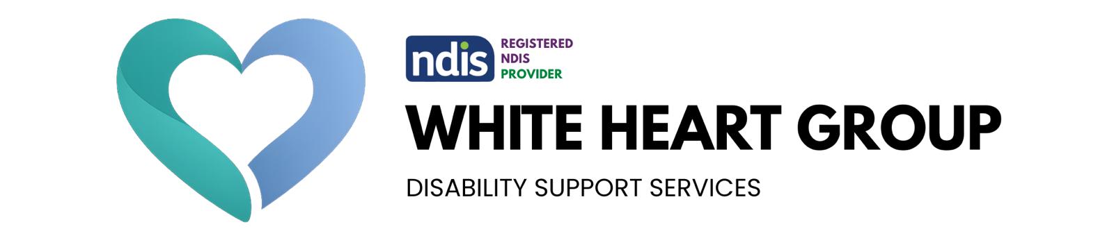 White Heart Group logo and NDIS registered provider mark