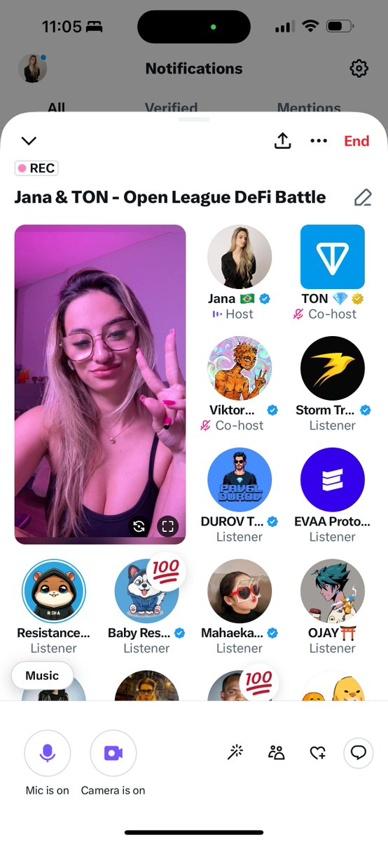 Jana hosting a TON Open League DeFi Battle Twitter Space