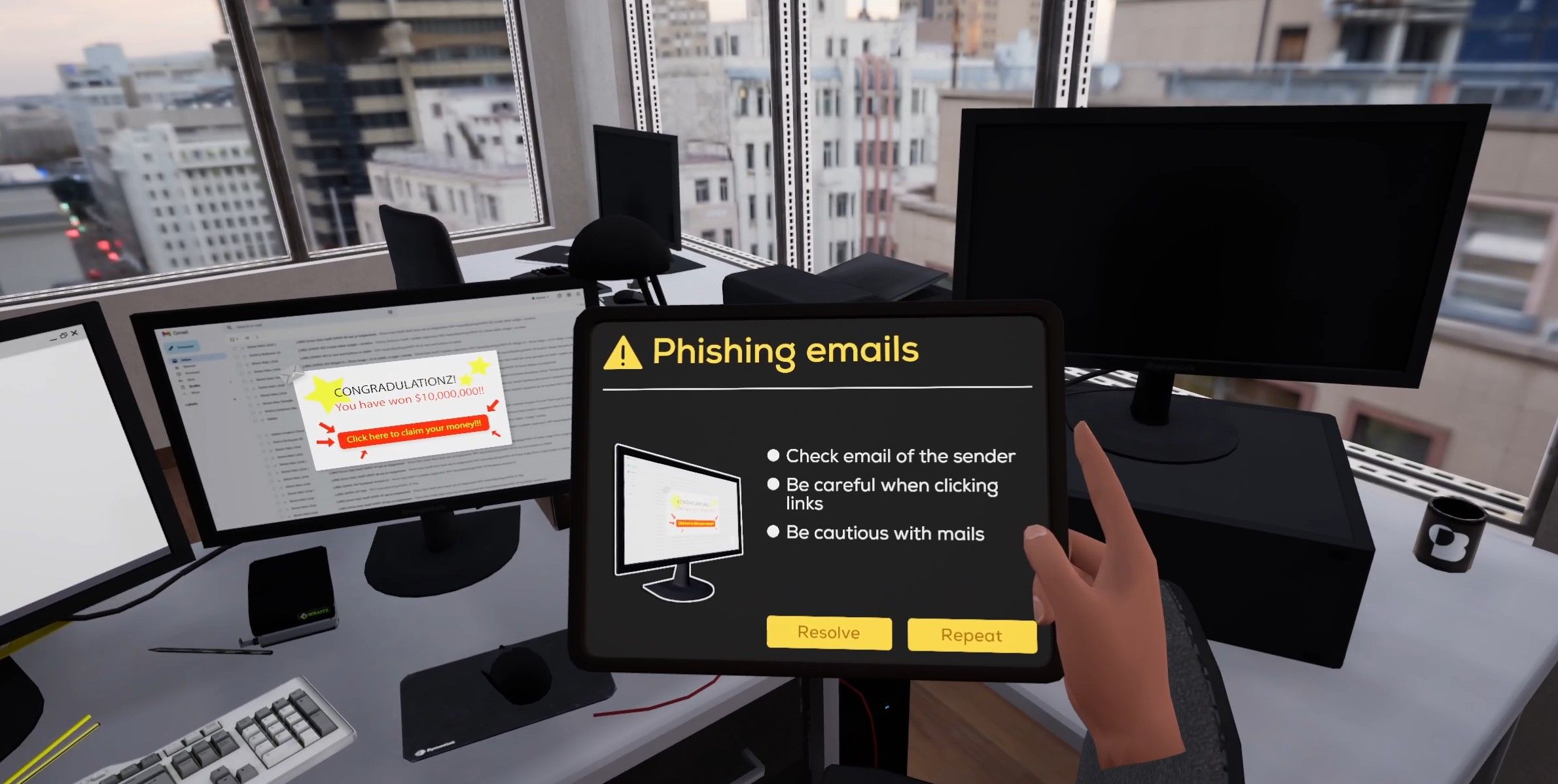 VR phishing training