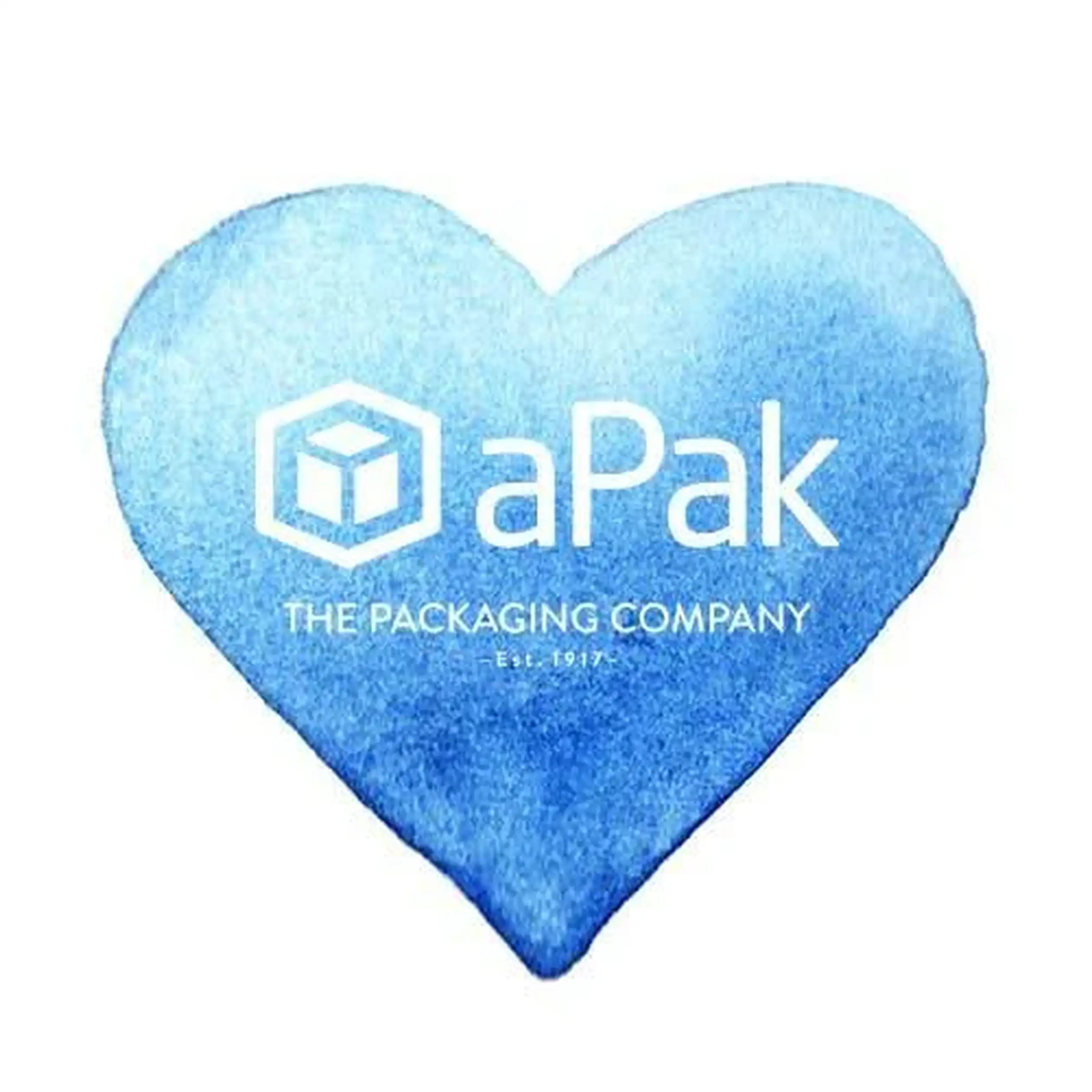 Blue heart with "aPak The Packaging Company Est. 1972" logo in white text.