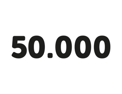 Schwarze Zahl "50.000"